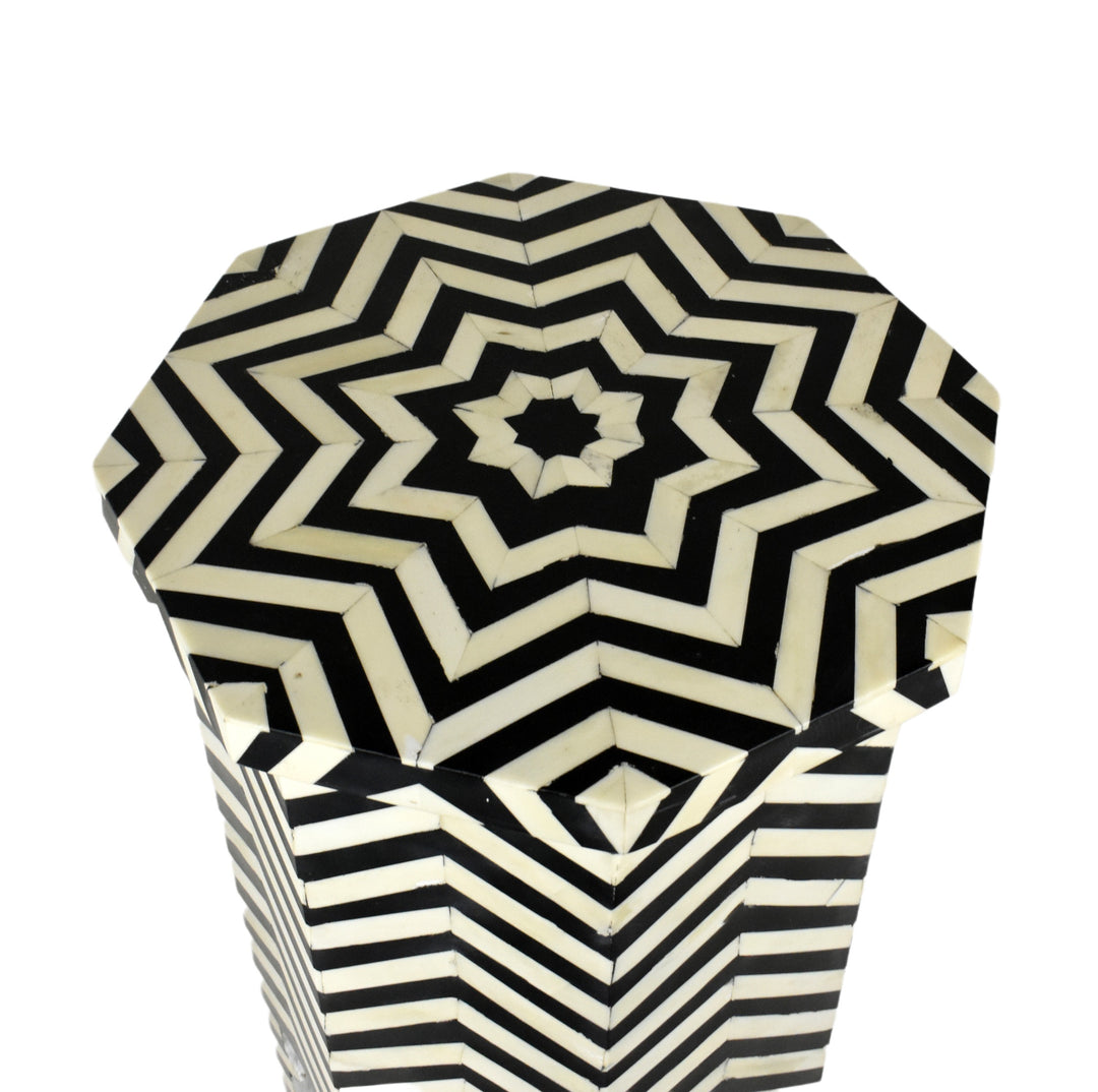 Chevron Black Bone Side Table