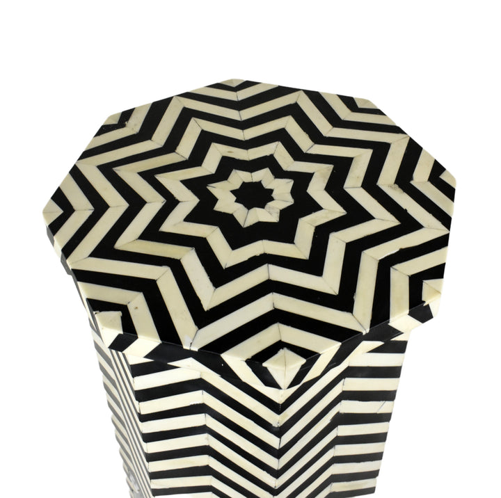 Chevron Black Bone Side Table