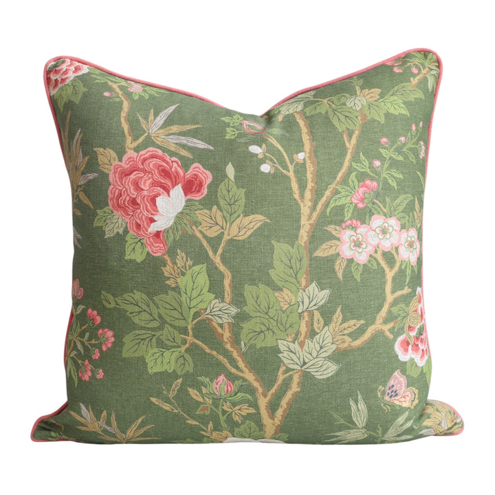 Daphne Green & Pink Floral Cushion