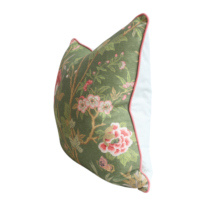 Daphne Green & Pink Floral Cushion