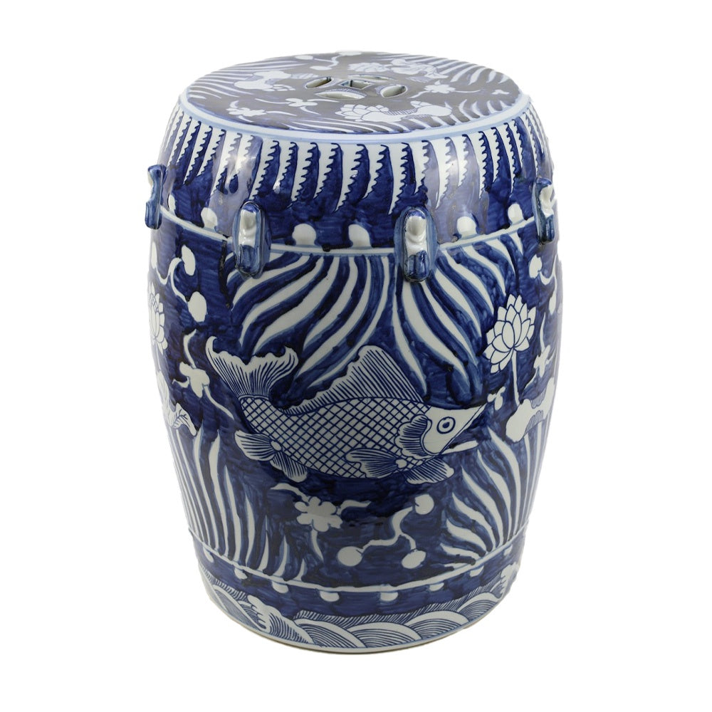 Dark Blue Fish Garden Stool