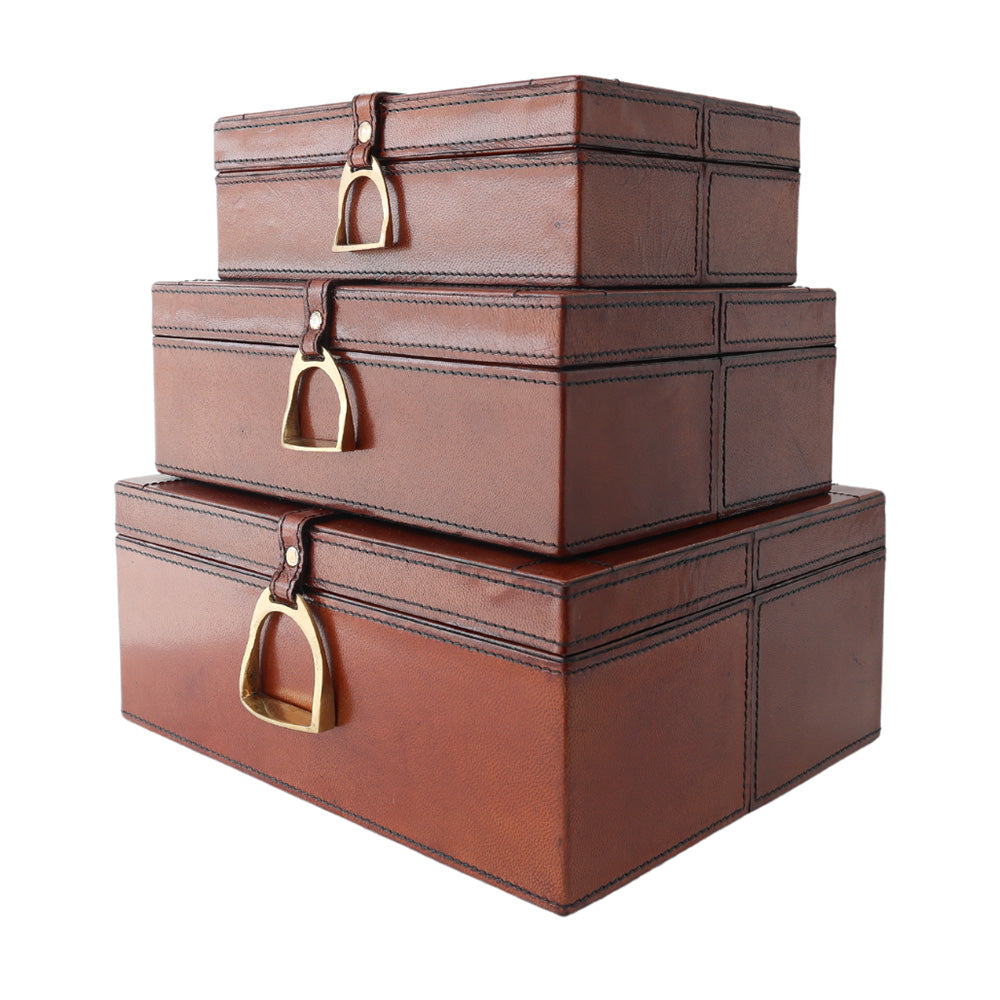 Dark Leather Box with Brass LGE