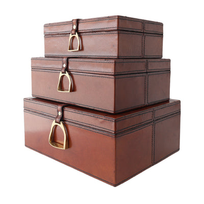 Dark Leather Box with Brass LGE