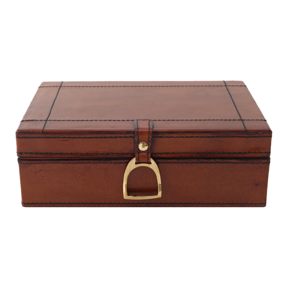 Dark Leather Box with Brass SML