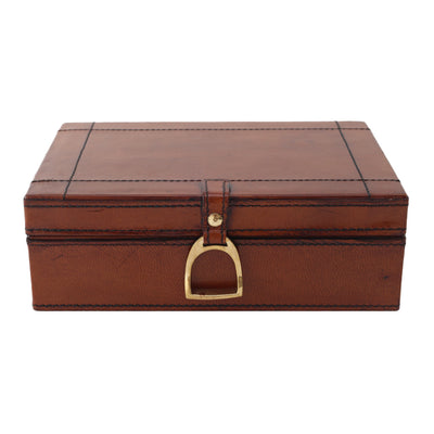 Dark Leather Box with Brass SML
