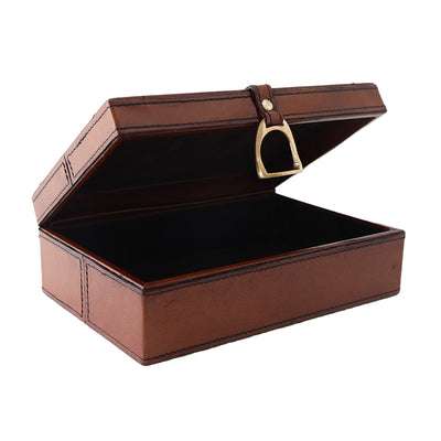 Dark Leather Box with Brass SML