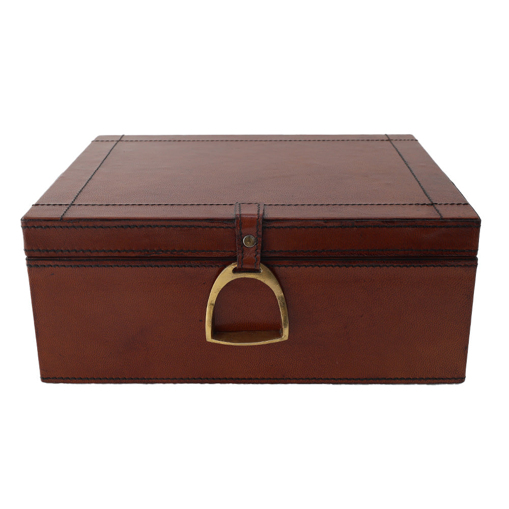 Dark Leather Box with Brass LGE