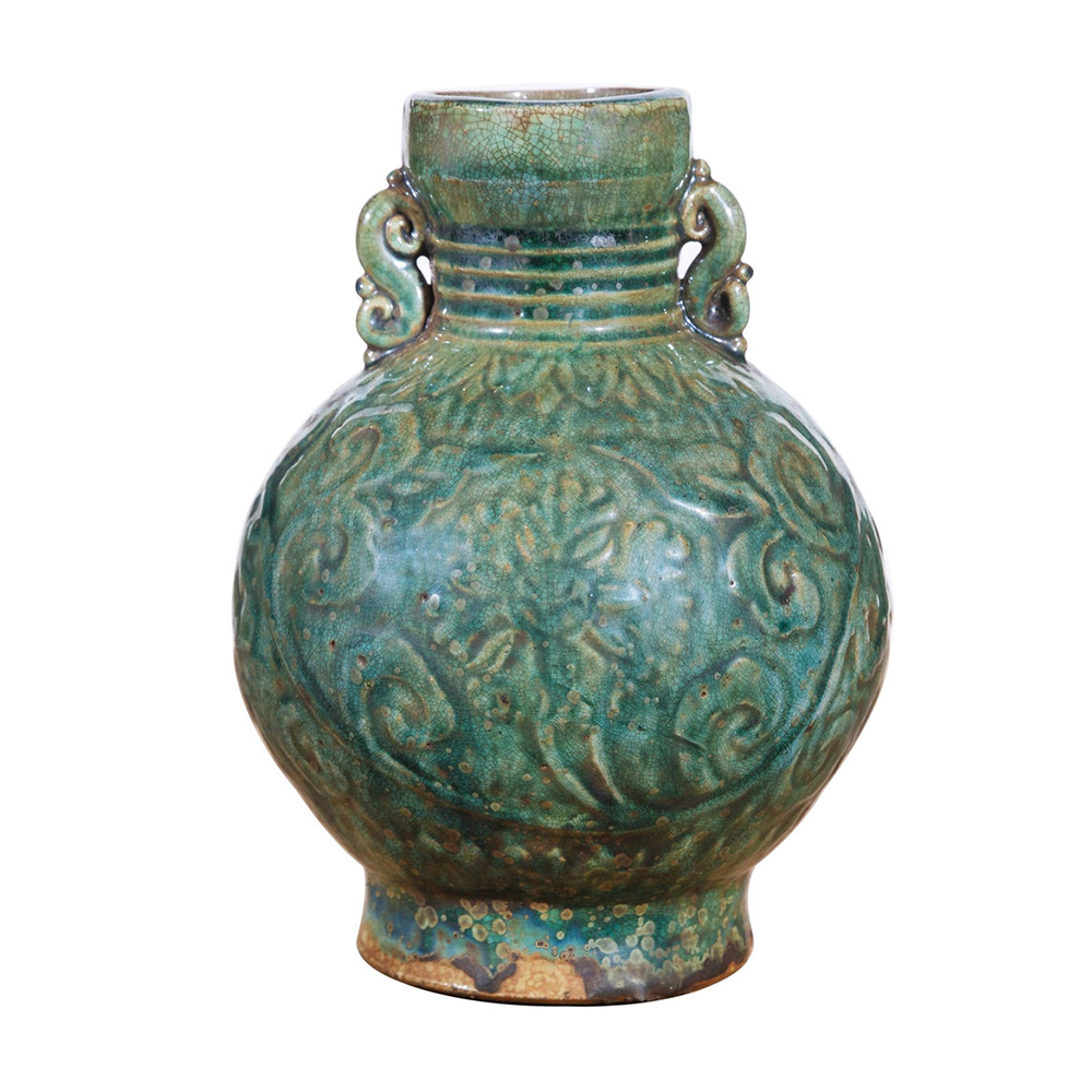 Deep Green Sea Peony Vase