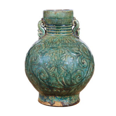Deep Green Sea Peony Vase