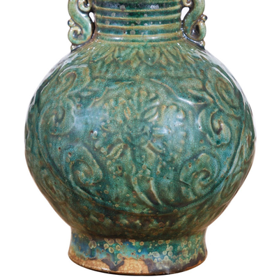 Deep Green Sea Peony Vase