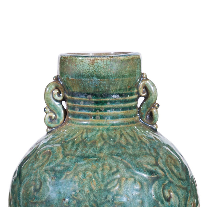 Deep Green Sea Peony Vase