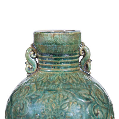 Deep Green Sea Peony Vase