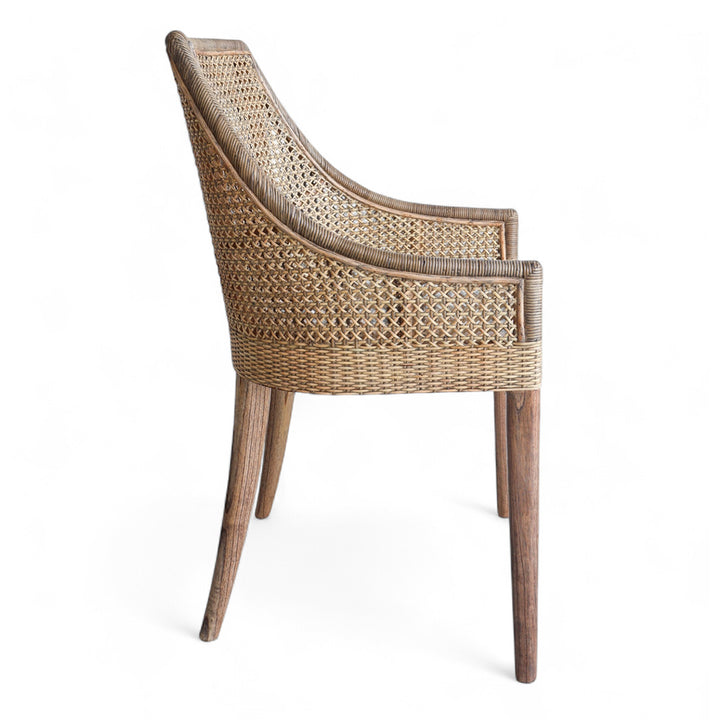 Side image of rattan chair with white background