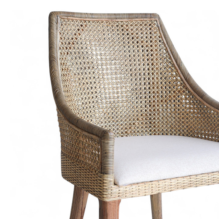 Close up of rattan weave on white background