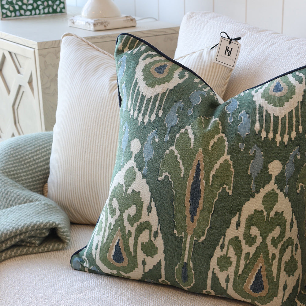 Emerald Ikat Cushion