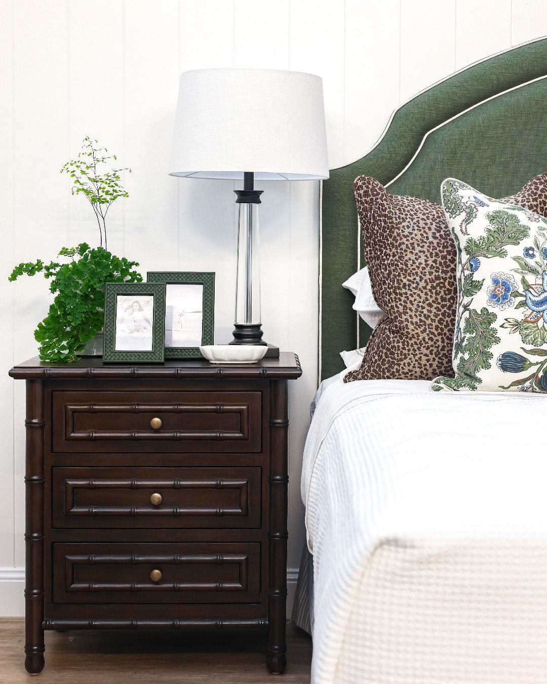Faux Bamboo 3 Drawer Bedside