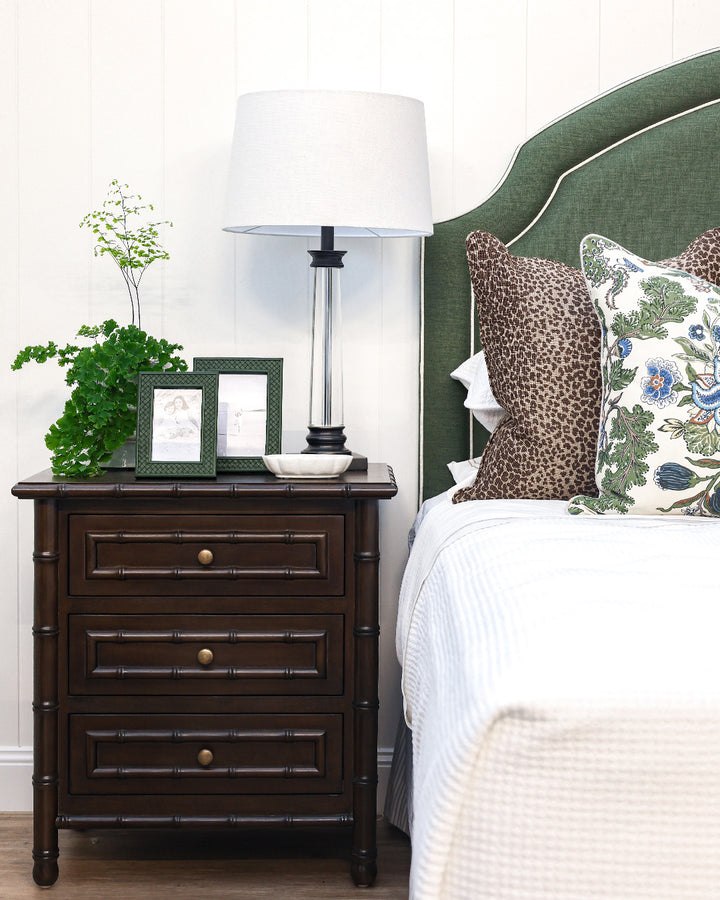 Faux Bamboo 3 Drawer Bedside