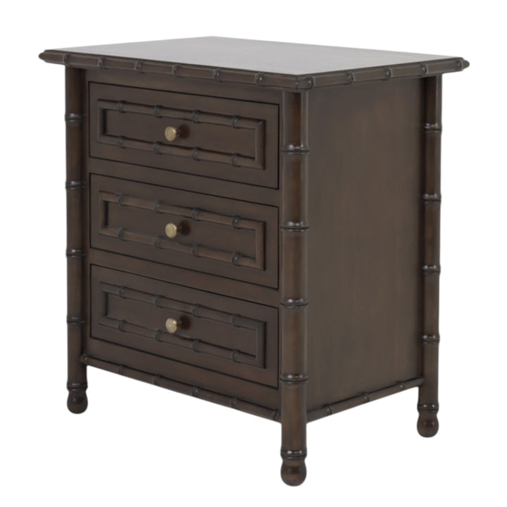 Faux Bamboo 3 Drawer Bedside