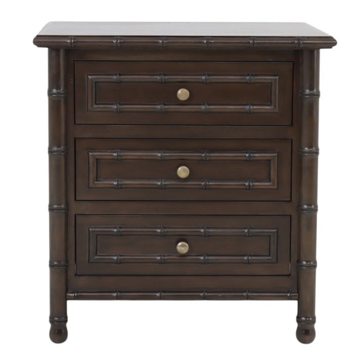 Faux Bamboo 3 Drawer Bedside