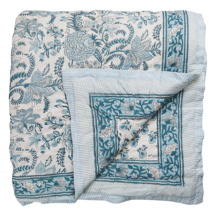 Lapis Blue Floral Quilt
