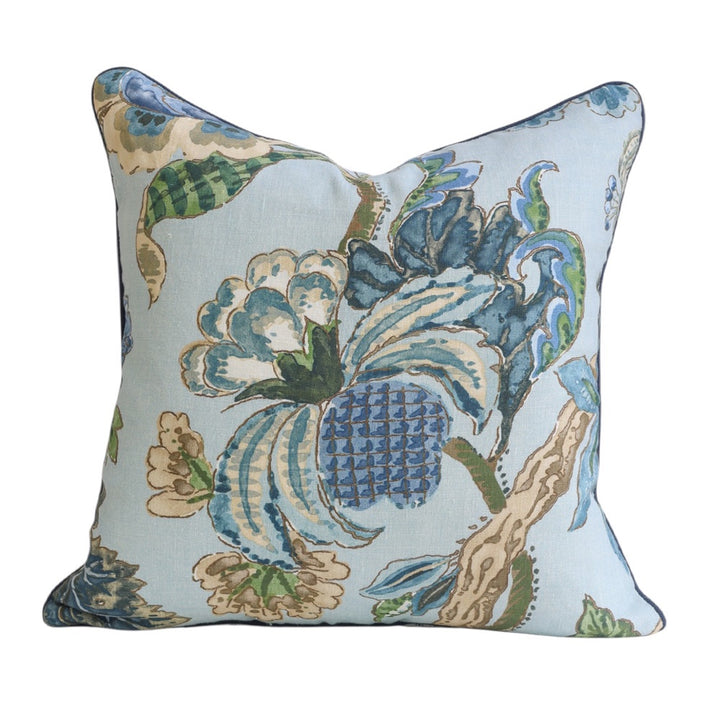 Florals on Blue Cushion