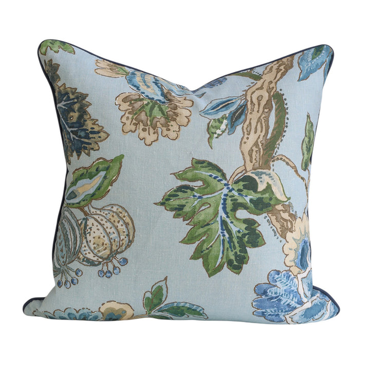 Florals on Blue Cushion