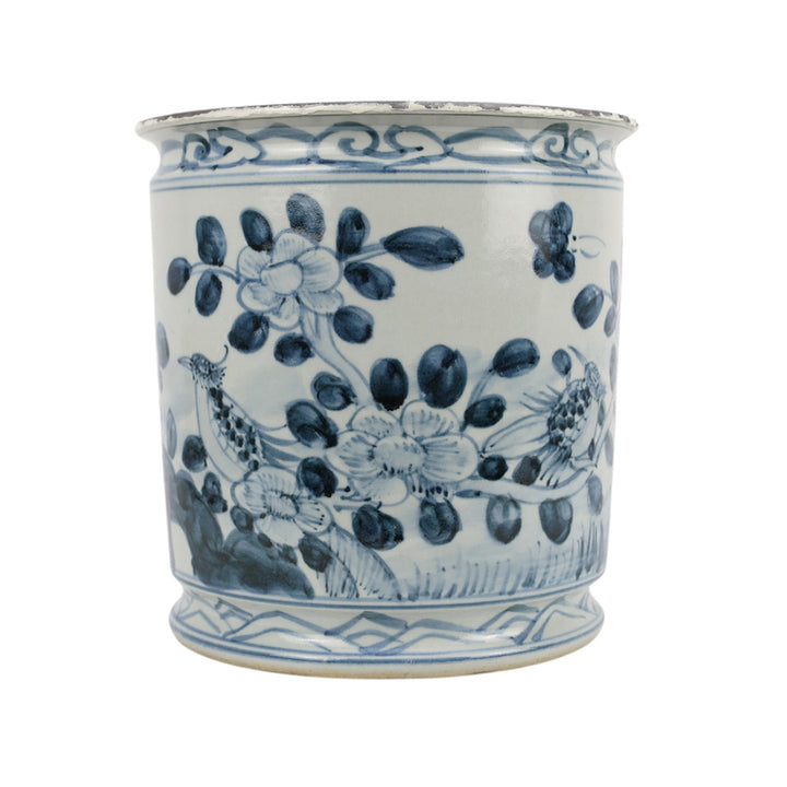 Blue & White Floral Bird Pot