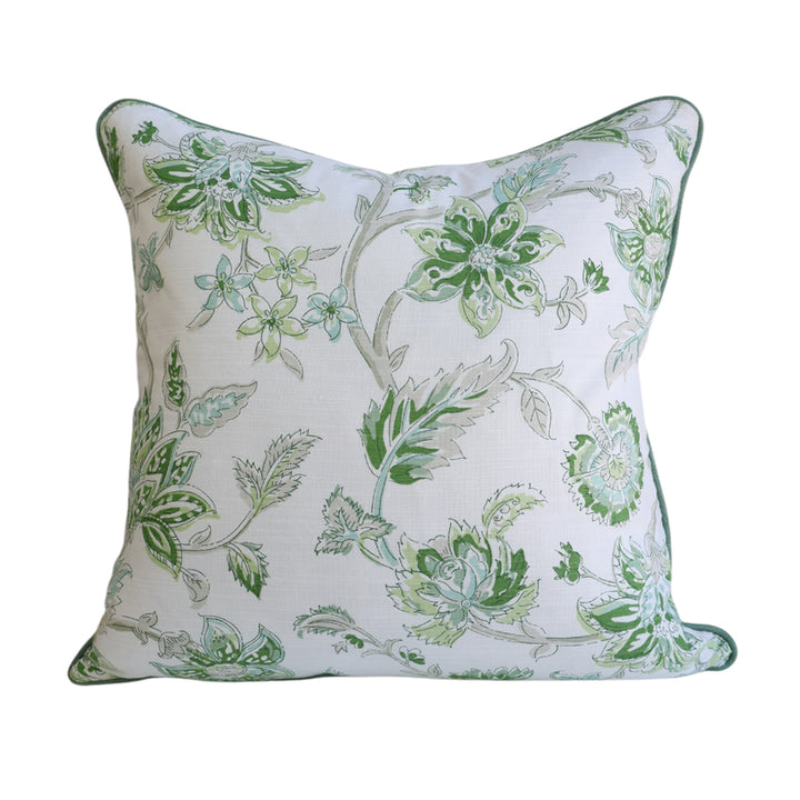 Green & White Floral Cushion