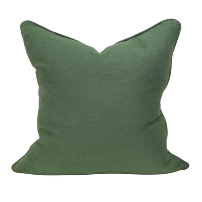 Green Linen Ivory Border Cushion