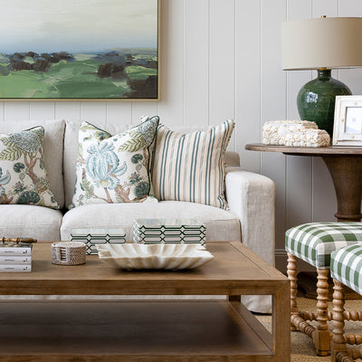Teal Ticking Stripe Cushion