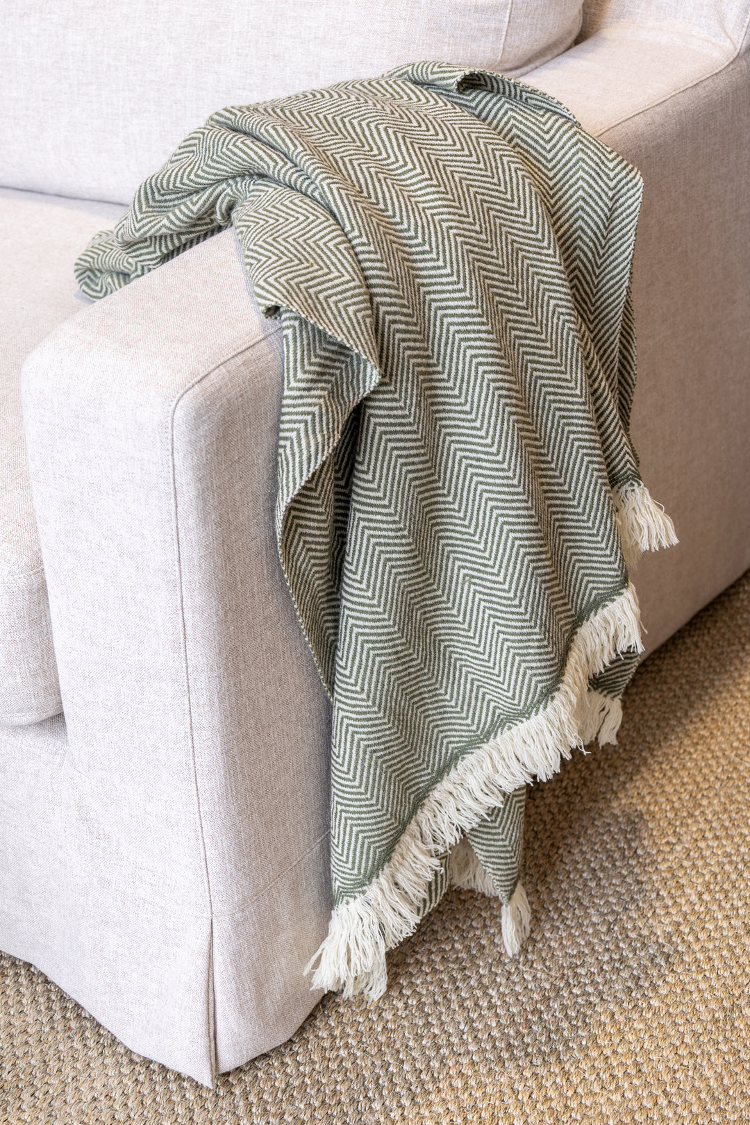 Herringbone Throw Green