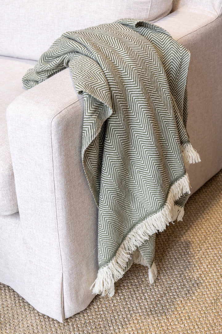 Herringbone Throw Green