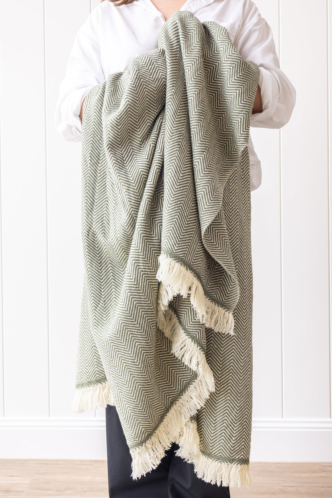 Herringbone Throw Green