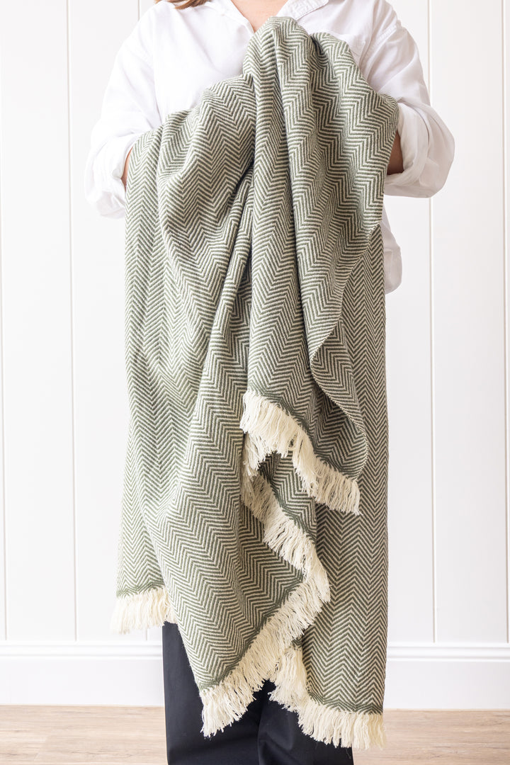 Herringbone Throw Green