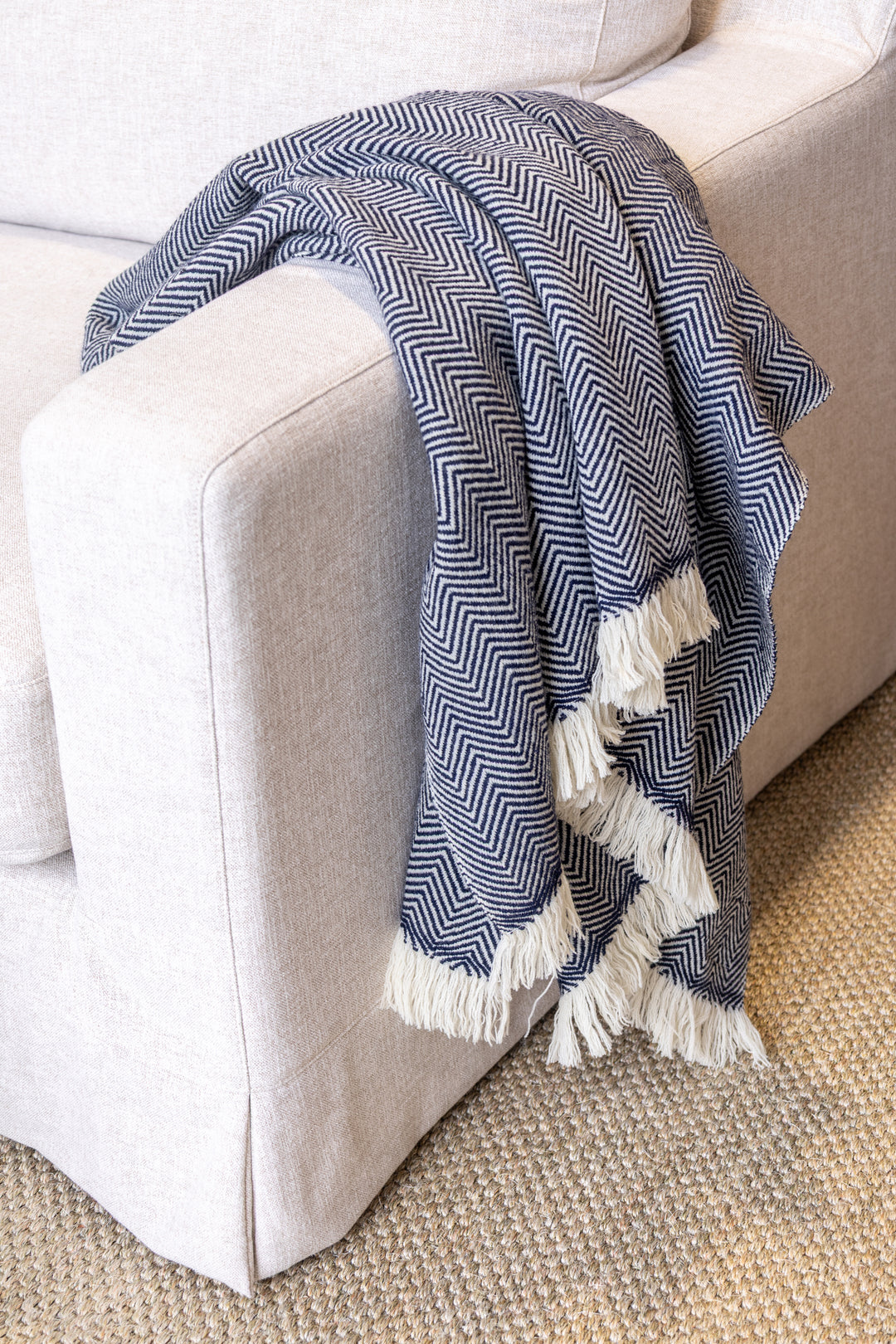 Herringbone Throw Navy