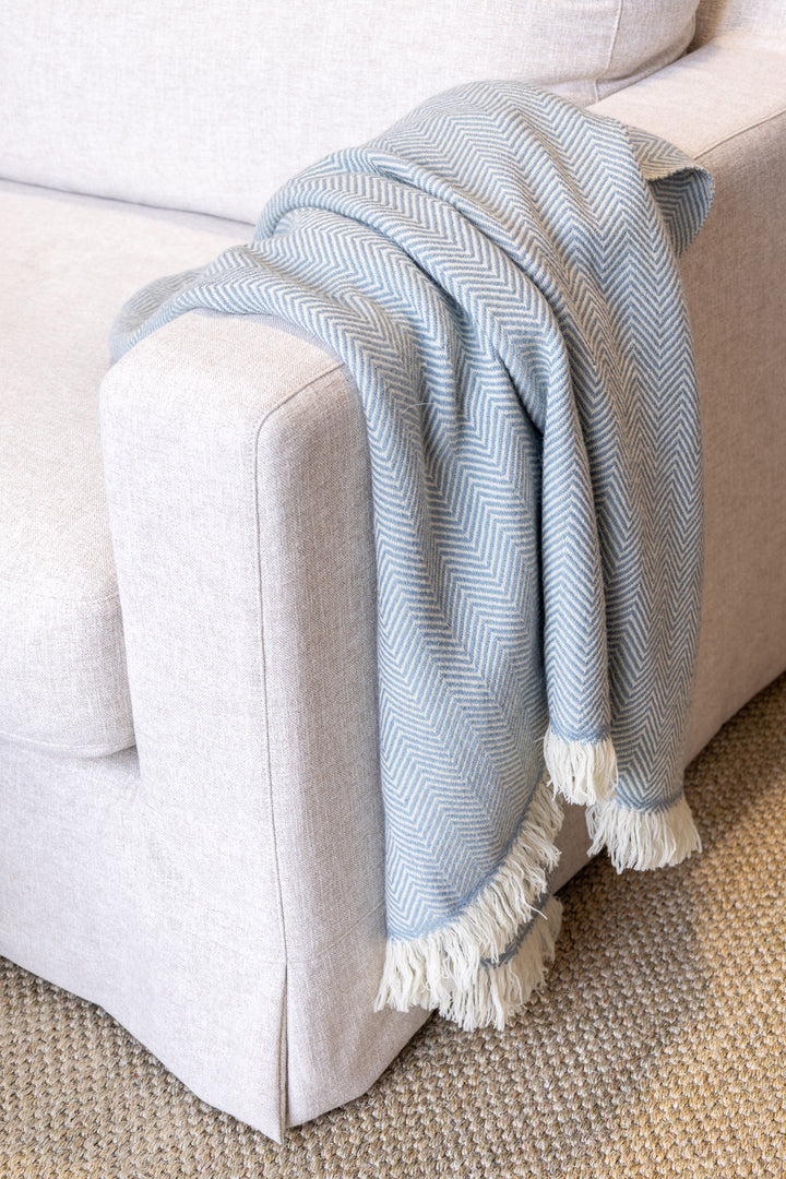 Herringbone Throw Pale Blue