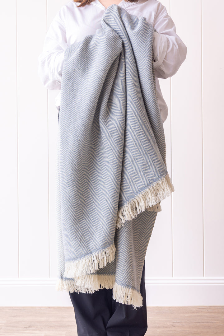 Herringbone Throw Pale Blue