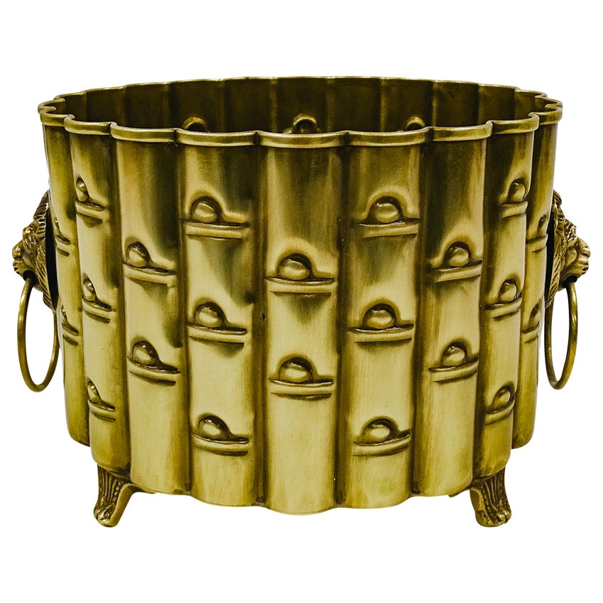 Brass Bamboo & Lion Pot