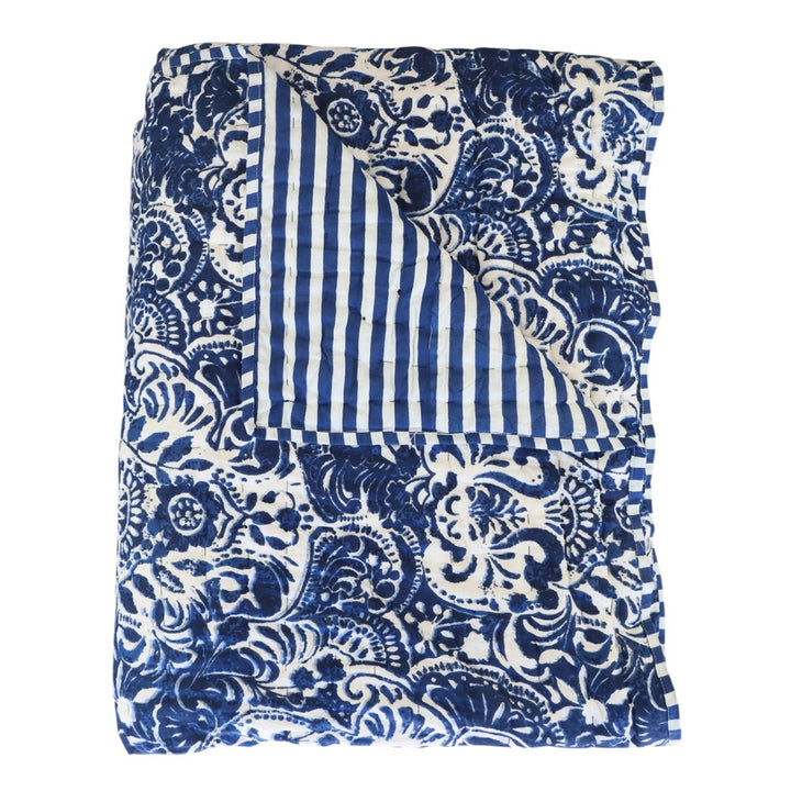 Indigo Batik & Stripe Quilt
