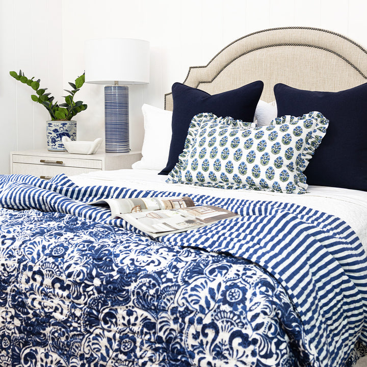 Indigo Batik & Stripe Quilt