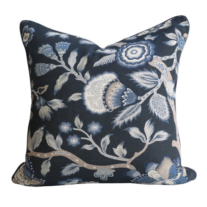 Indigo Paradise Bird & Floral Cushion
