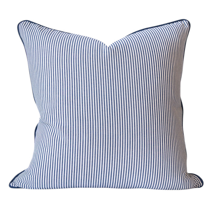 Indigo Cotton Stripe Cushion