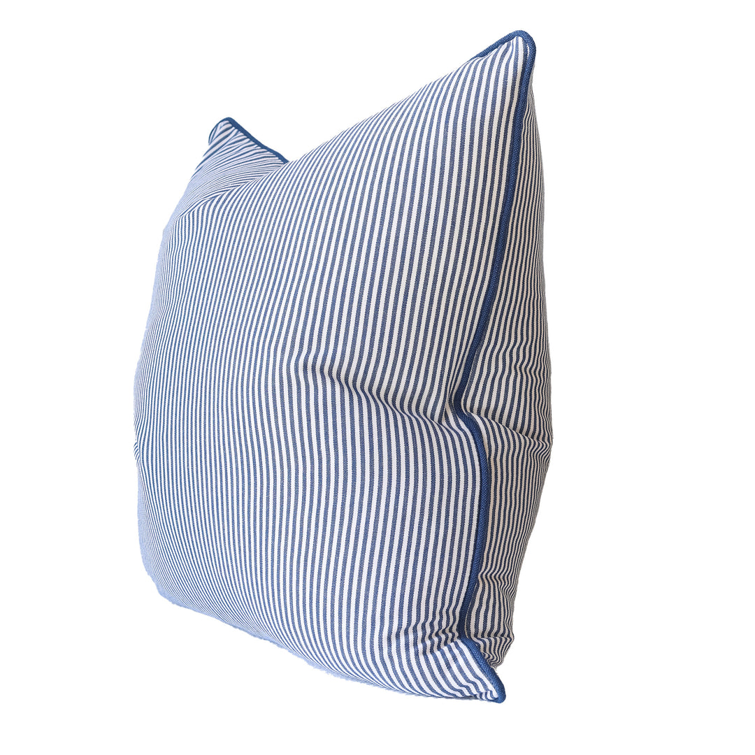Indigo Cotton Stripe Cushion