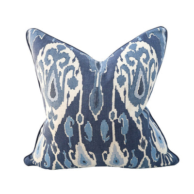 Indigo Ikat Linen Cushion