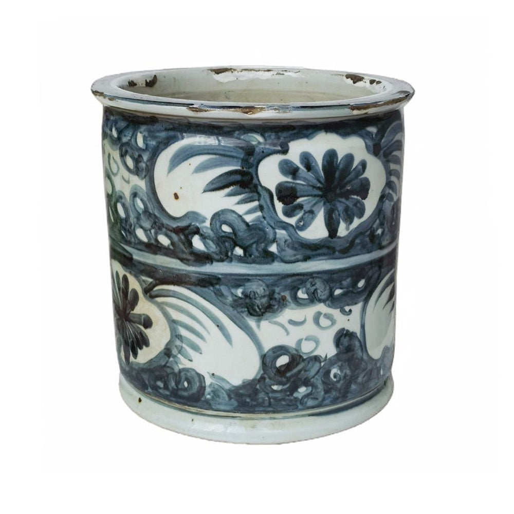 Indigo Sea Flower Porcelain Pot