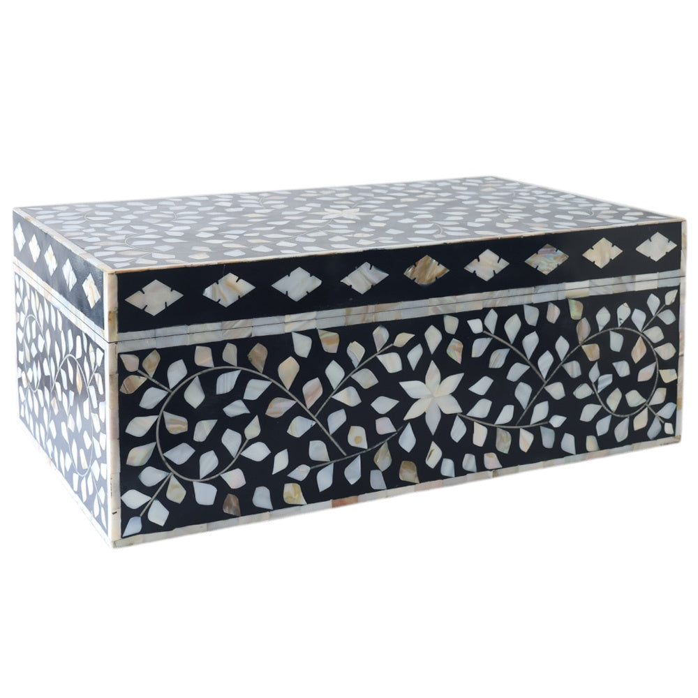 Indigo and MOP Floral Box LRG