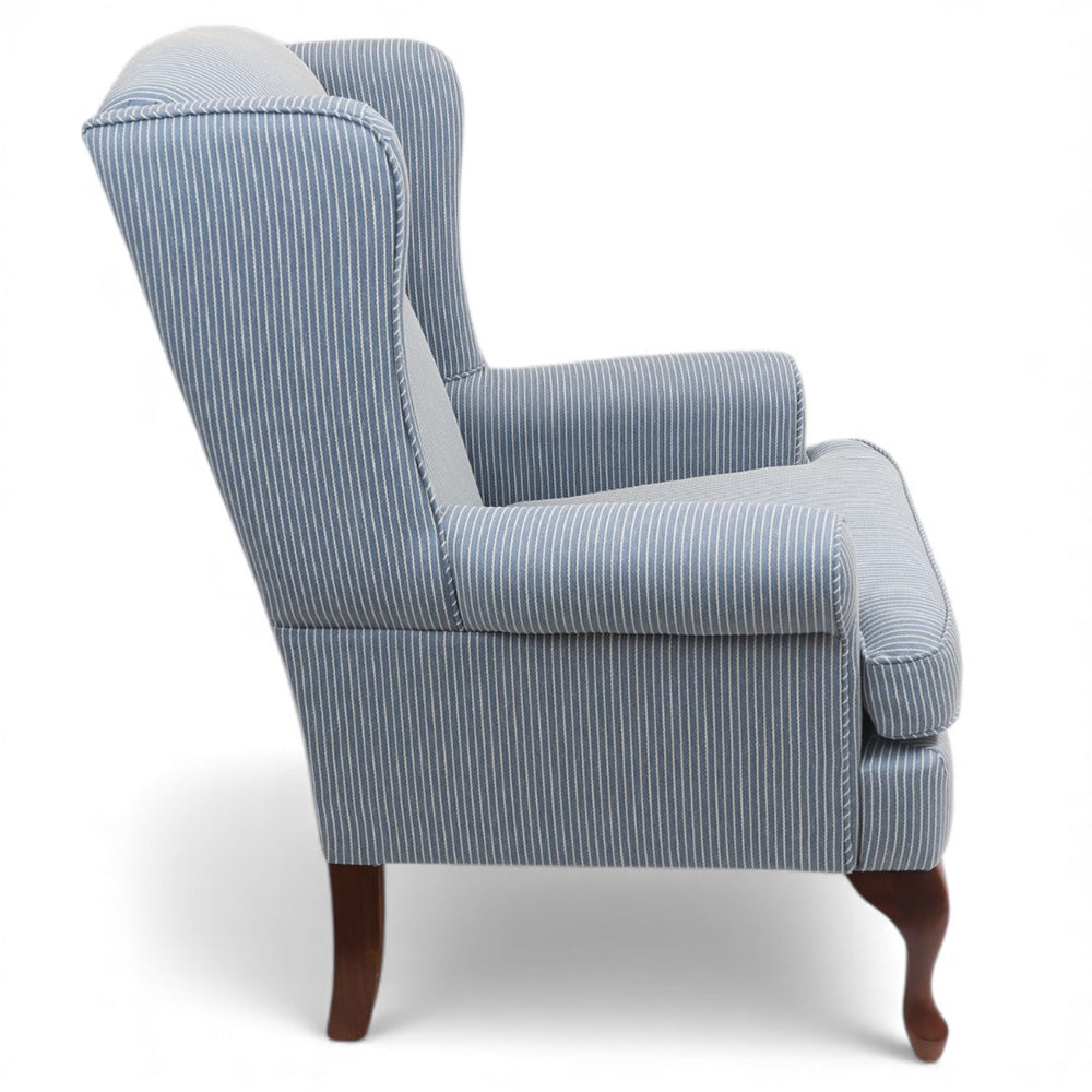 FS Kingsley Wingback Chair - Pale Blue Stripe