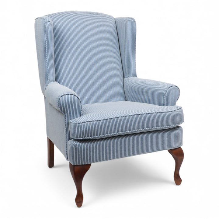 FS Kingsley Wingback Chair - Pale Blue Stripe