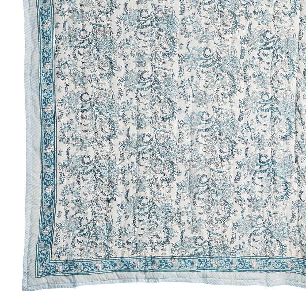 Lapis Blue Floral Quilt