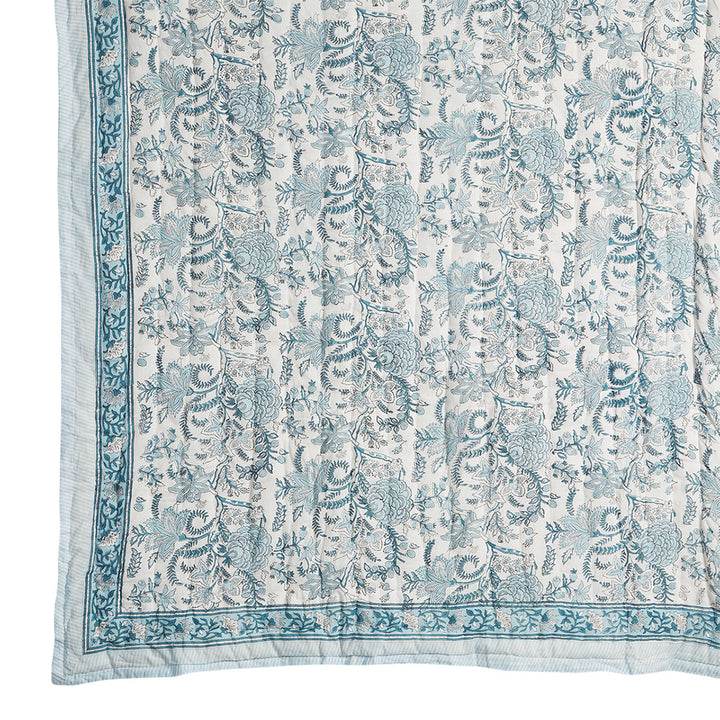 Lapis Blue Floral Quilt